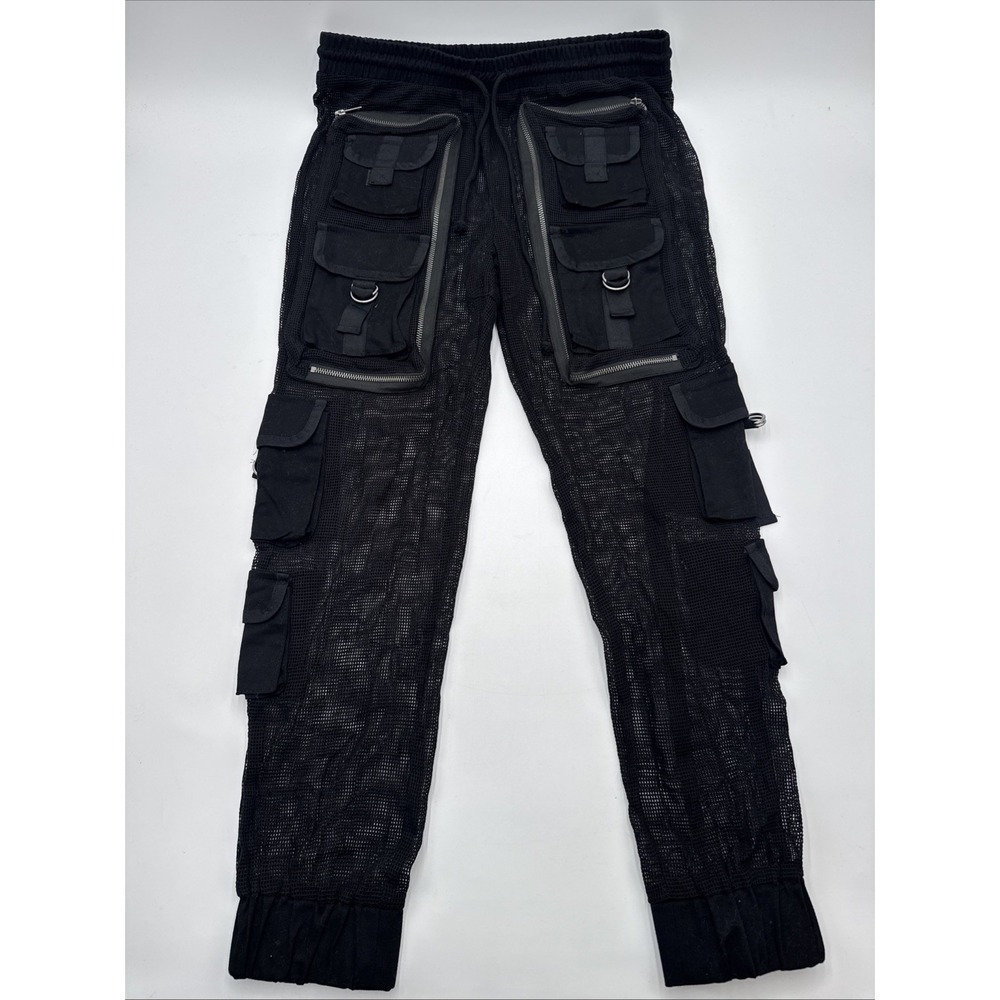 Dolls Kill Club EXX Complex Nights Fishnet Mesh See Through Cargo Pants Festival
